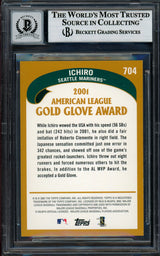 Ichiro Suzuki Autographed 2002 Topps Card #704 Seattle Mariners Auto Grade Gem Mint 10 Beckett BAS Stock #194321