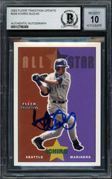Ichiro Suzuki Autographed 2003 Fleer Tradition Update Card #U208 Seattle Mariners Auto Grade Gem Mint 10 Beckett BAS Stock #194327
