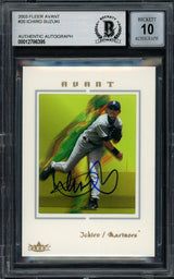 Ichiro Suzuki Autographed 2003 Fleer Avant Card #20 Seattle Mariners Auto Grade Gem Mint 10 Beckett BAS Stock #194333