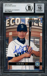 Ichiro Suzuki Autographed 2003 Donruss Studio Card #75 Seattle Mariners Auto Grade Gem Mint 10 Beckett BAS #12786422