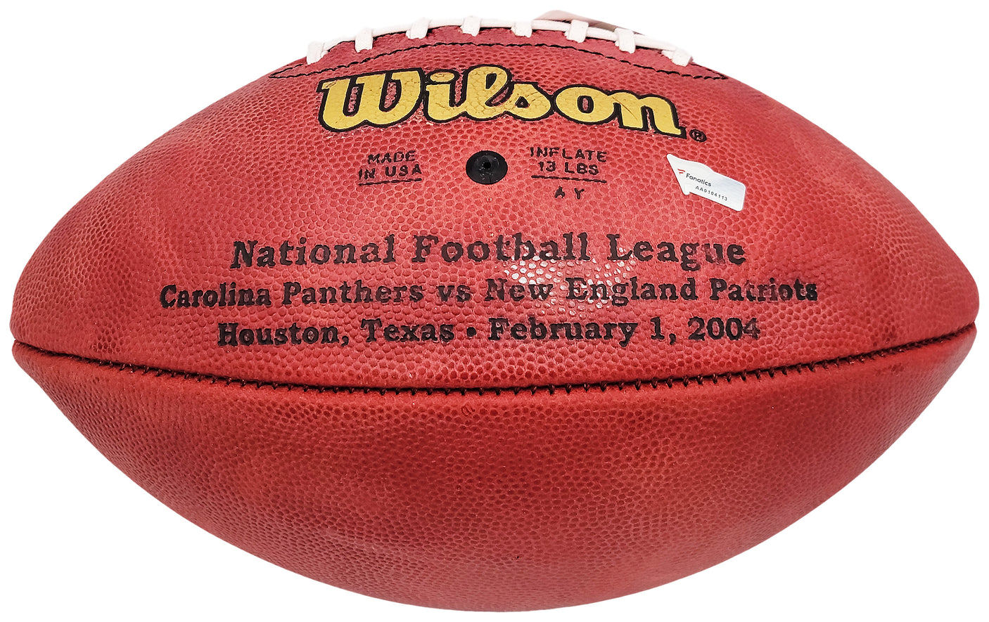 Tom Brady Autographed Official NFL Leather Super Bowl XXXVIII Logo Football Fanatics Holo #AA0104113