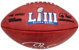 Tom Brady Autographed Official NFL Leather Super Bowl LIII Logo Football Fanatics Holo #AA0104126