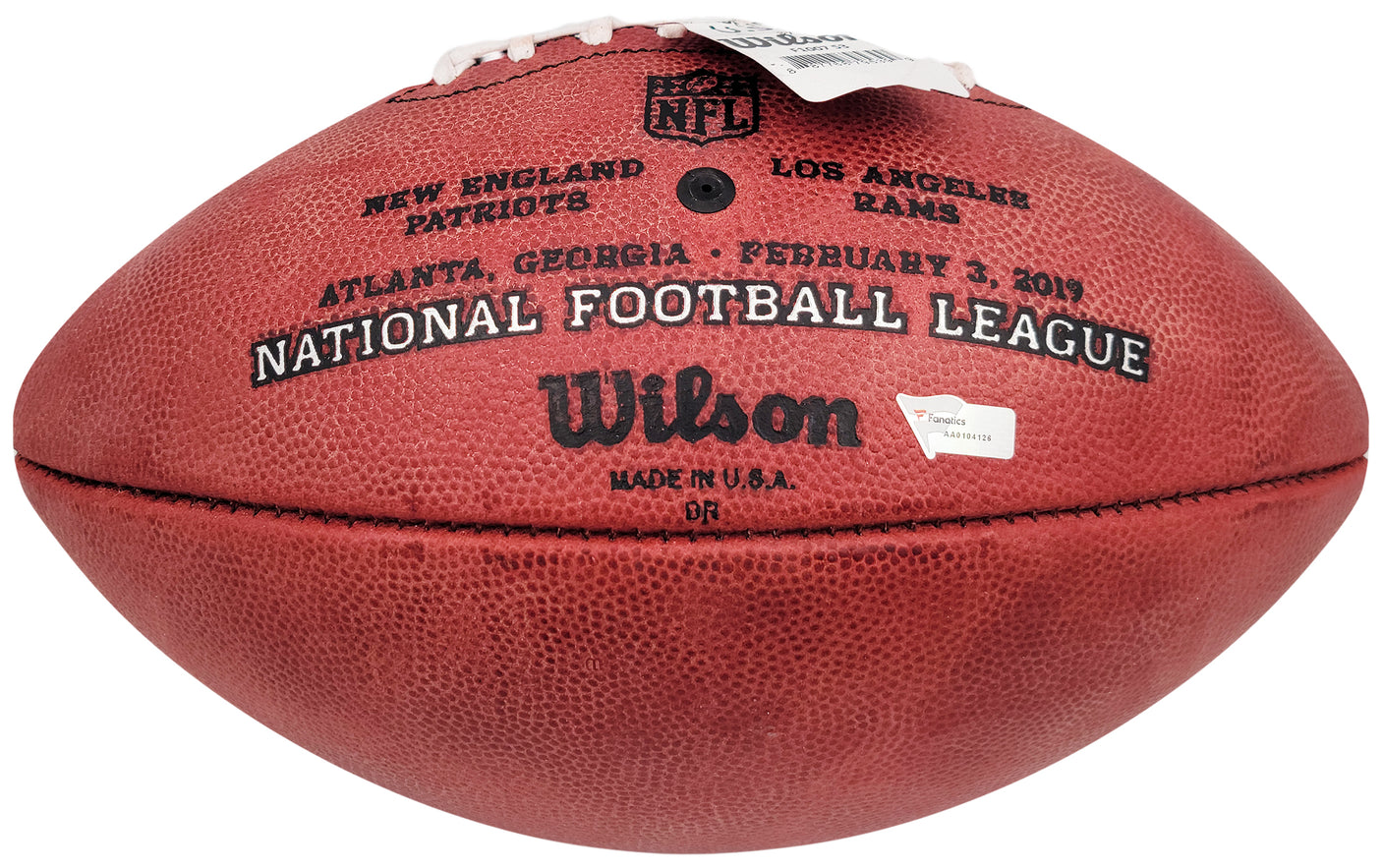 Tom Brady Autographed Official NFL Leather Super Bowl LIII Logo Football Fanatics Holo #AA0104126