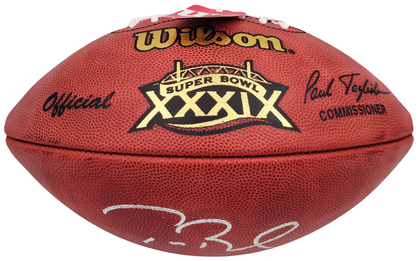 Tom Brady Autographed Official NFL Leather Super Bowl XXXIX Logo Football Fanatics Holo #AA0104078