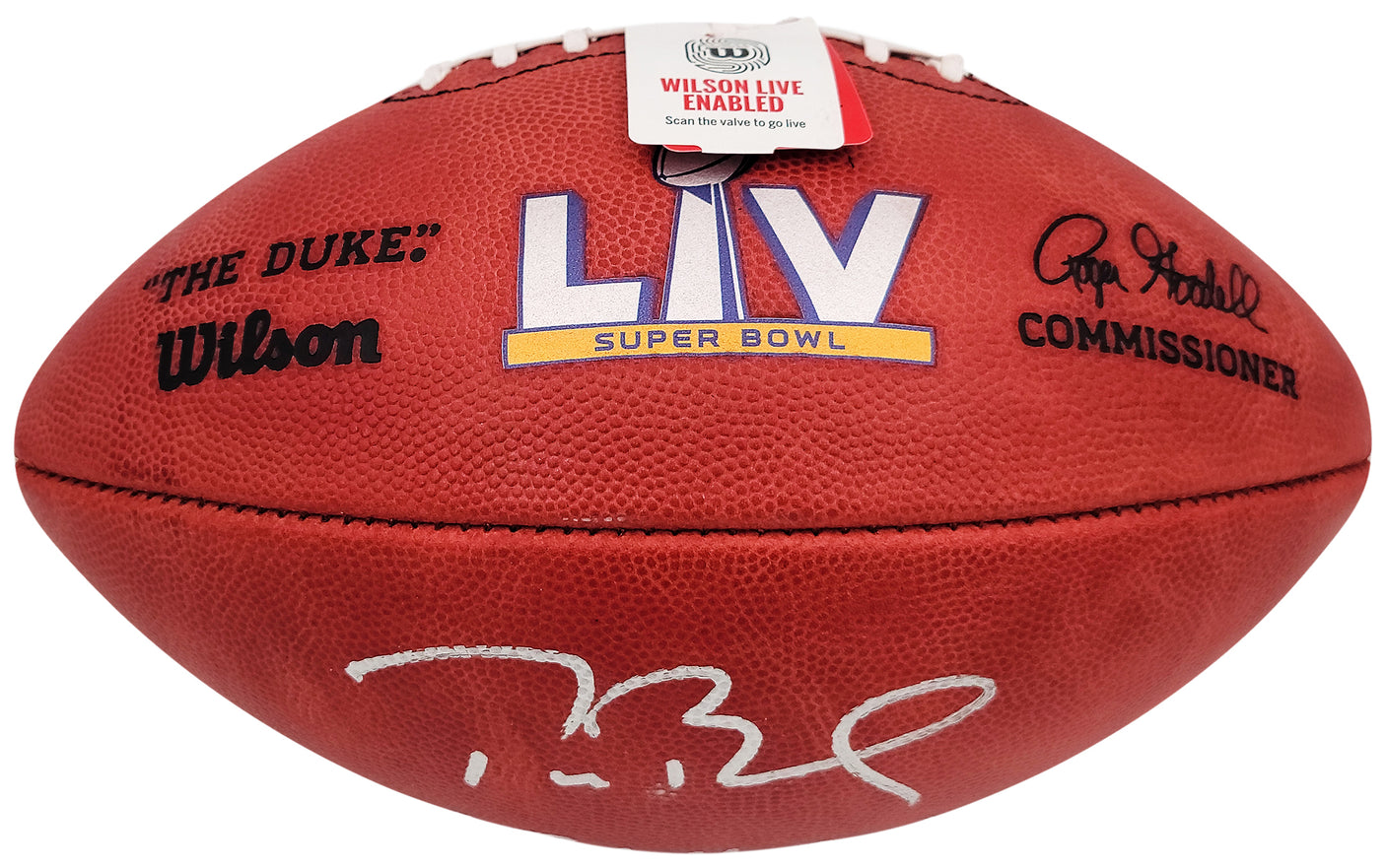 Tom Brady Autographed Official NFL Leather Super Bowl LV Logo Football "SB LV MVP" Fanatics Holo #AA0104061