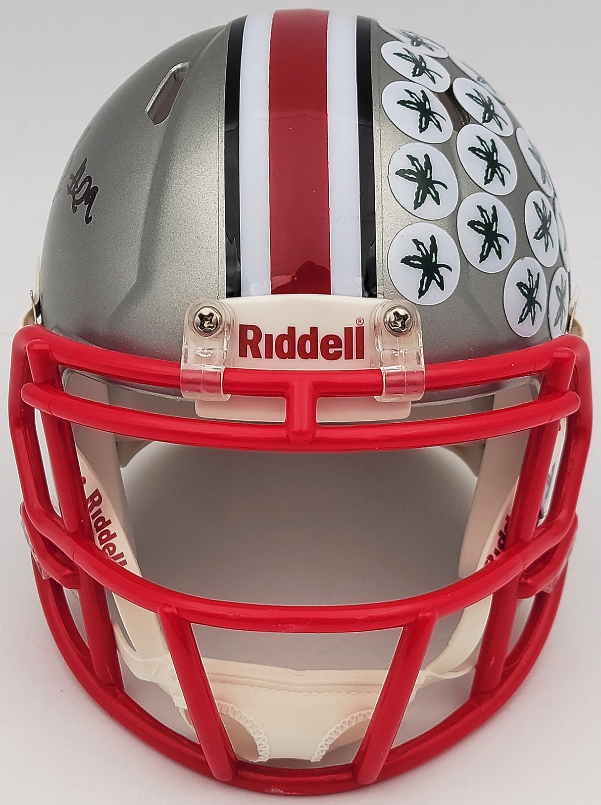 Denzel Burke Autographed Ohio State Buckeyes Flash Gray Speed Mini Helmet Beckett BAS QR Stock #203891