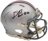 Denzel Burke Autographed Ohio State Buckeyes Silver Speed Mini Helmet Beckett BAS QR Stock #203892
