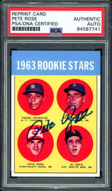 Pete Rose Autographed 1963 Topps Rookie Retro Reprint Card #537 Cincinnati Reds PSA/DNA Stock #203896