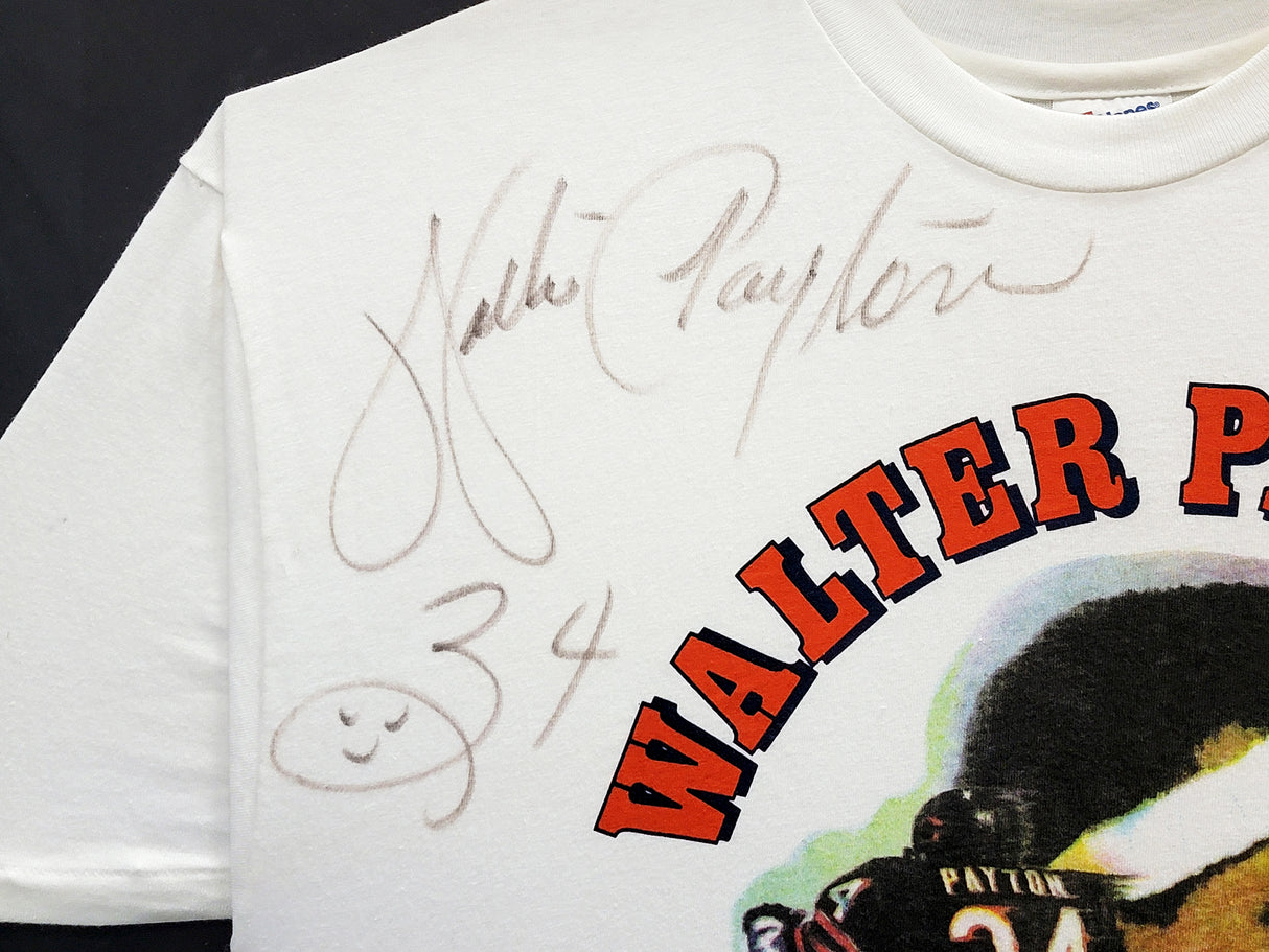 Chicago Bears Walter Payton Autographed Framed White Hall Of Fame Shirt PSA/DNA #AG04486
