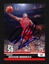 Dennis Rodman Autographed 2007-08 Topps 50th Anniversary Card #29 Chicago Bulls Stock #190499