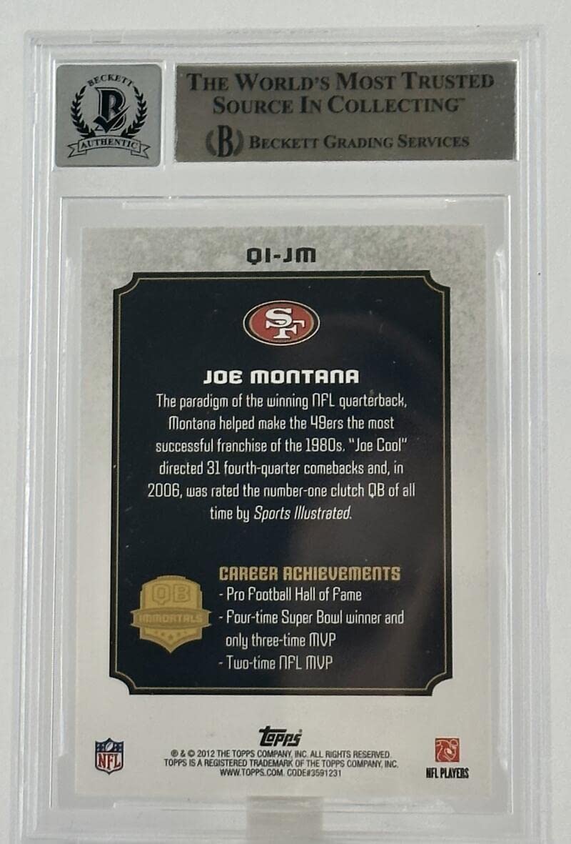 2012 Topps QB Immortals #QIJM Joe Montana Auto SF 49ers BGS Autograph 10