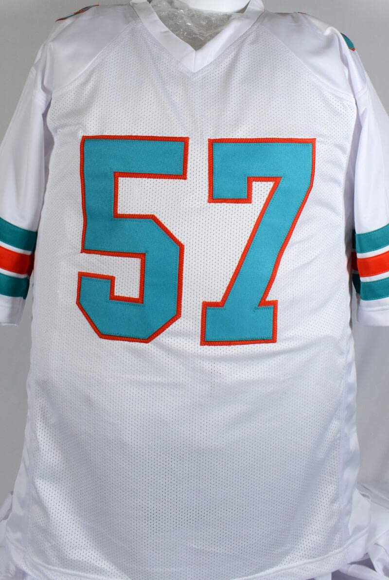 Dwight Stephenson Autographed White Pro Style Jersey w/ HOF - Prova *Black