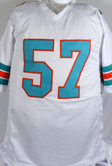 Dwight Stephenson Autographed White Pro Style Jersey w/ HOF - Prova *Black