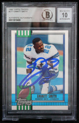 1990 Topps Traded #27T Emmitt Smith Auto Dallas Cowboys BGS Autograph 10