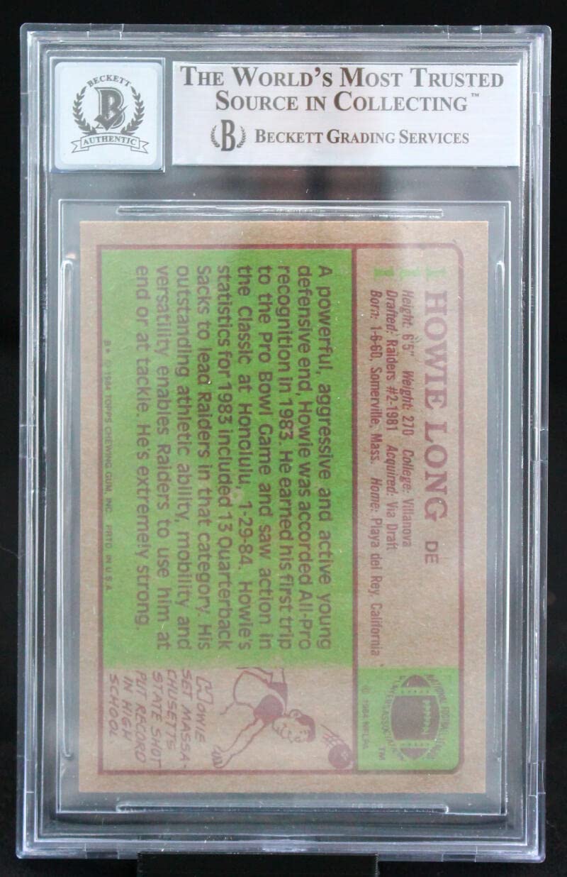 1984 Topps #111 Howie Long Auto Oakland Raiders BGS Autograph 10