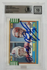 1990 Topps Disclaimer Back #229A Joe Montana Boomer Esiason Dual Auto BGS Auto10