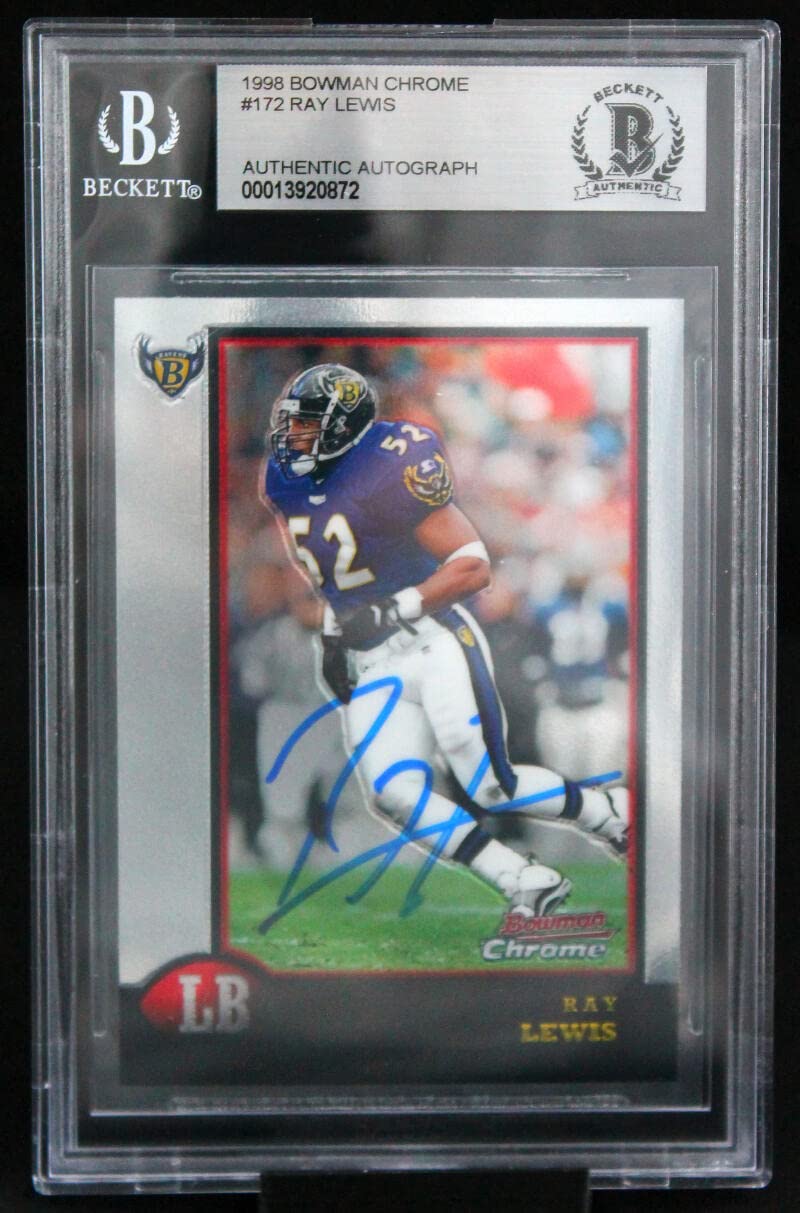 1998 Bowman Chrome #172 Ray Lewis Baltimore Ravens BGS Autograph 10