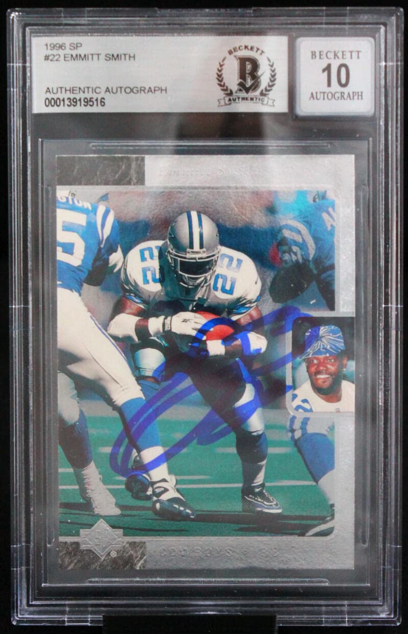 1996 SP #22 Emmitt Smith Auto Dallas Cowboys BGS Autograph 10