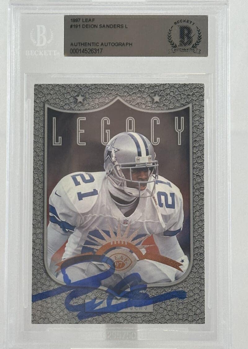 1997 Leaf Legacy #191 Deion Sanders Dallas Cowboys Autograph Beckett Authentic
