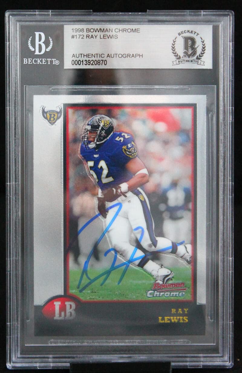 1998 Bowman Chrome #172 Ray Lewis Baltimore Ravens BGS Autograph 10