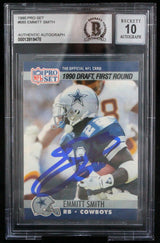 1990 Pro Set #685 Emmitt Smith Auto Dallas Cowboys BGS Autograph 10