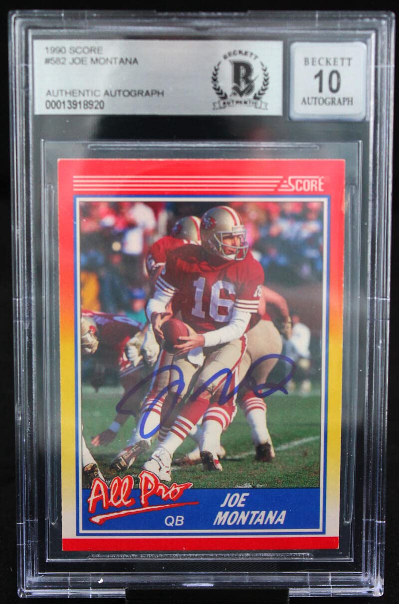 1990 Score #582 Joe Montana Auto San Francisco 49ers BGS Autograph 10