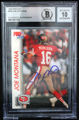 1992 Pro Set #649 Joe Montana Auto San Francisco 49ers BGS Autograph 10