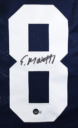 Elijah Moore Autographed Dark Blue College Style Jersey - Beckett W Hologram