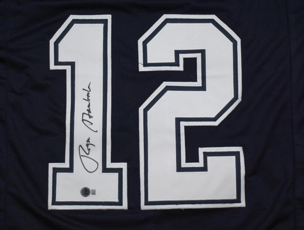Roger Staubach Autographed Blue Pro Style Jersey-Beckett W Hologram *Black