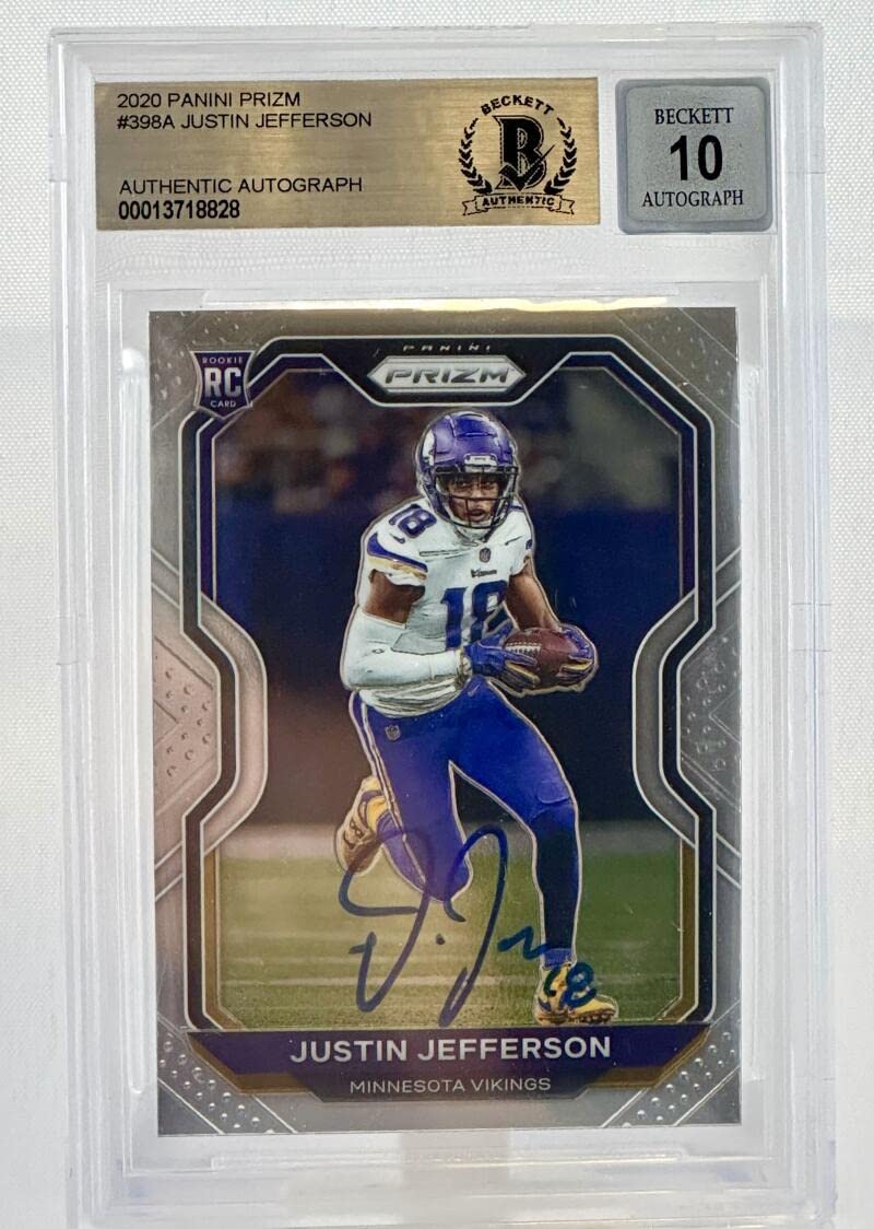 2020 Panini Prizm #398A Justin Jefferson Auto Minnesota Vikings BGS Autograph 10