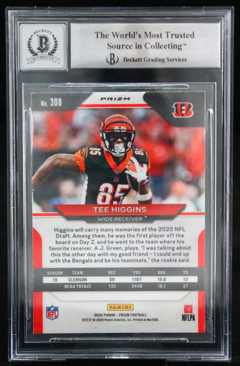 2020 Panini Prizm #308 Tee Higgins Cincinnati Bengals BGS Autograph 10