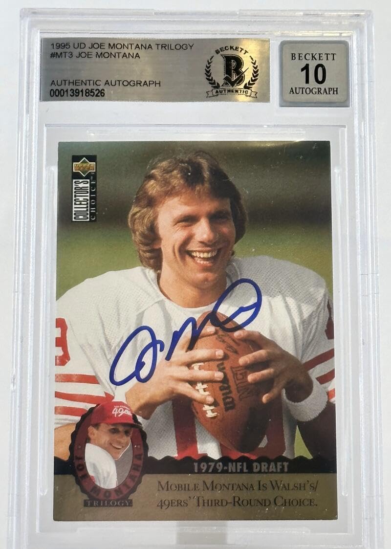 1995 Upper Deck Joe Montana Trilogy #MT3 Auto SF 49ers BGS Autograph 10