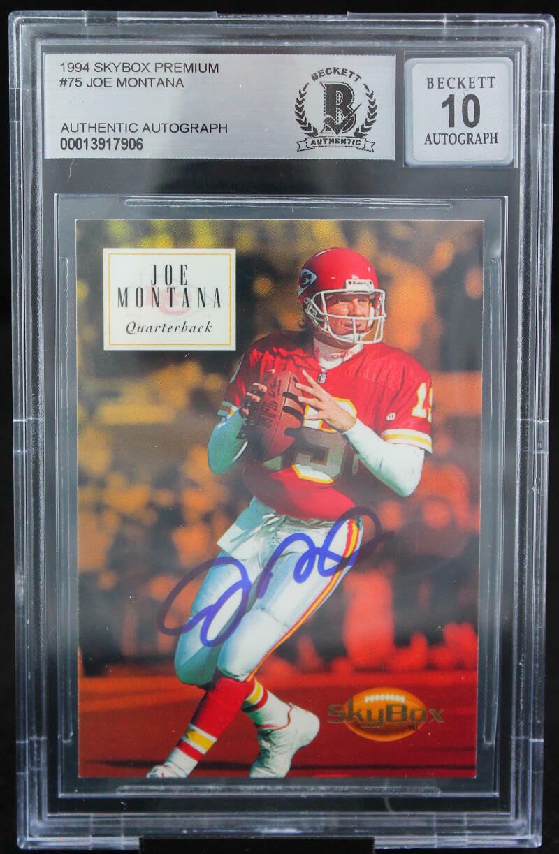 1994 Skybox Premium #75 Joe Montana Auto San Francisco 49ers BGS Autograph 10
