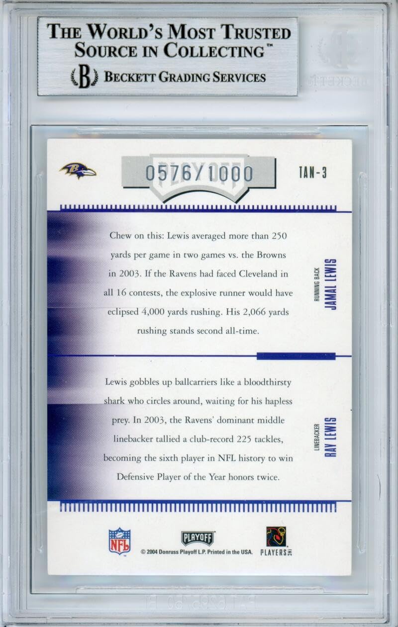2004 Absolute Memorabilia Team Tandems #TAN3 Ray Lewis / Jamal Lewis Ravens BGS