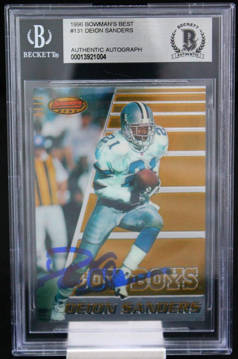 1996 Bowman's Best #131 Deion Sanders Dallas Cowboys BGS Autograph 10