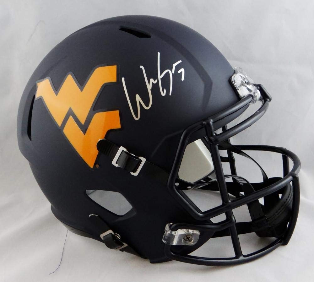 Will Grier Autographed West Virginia Full Size Speed Helmet- JSA W Auth *Silver