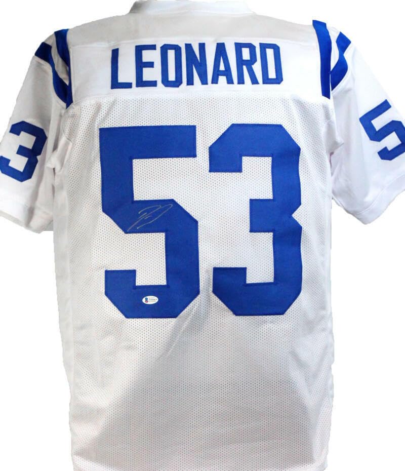 Darius Leonard Autographed White Pro Style Jersey -Beckett W *Silver