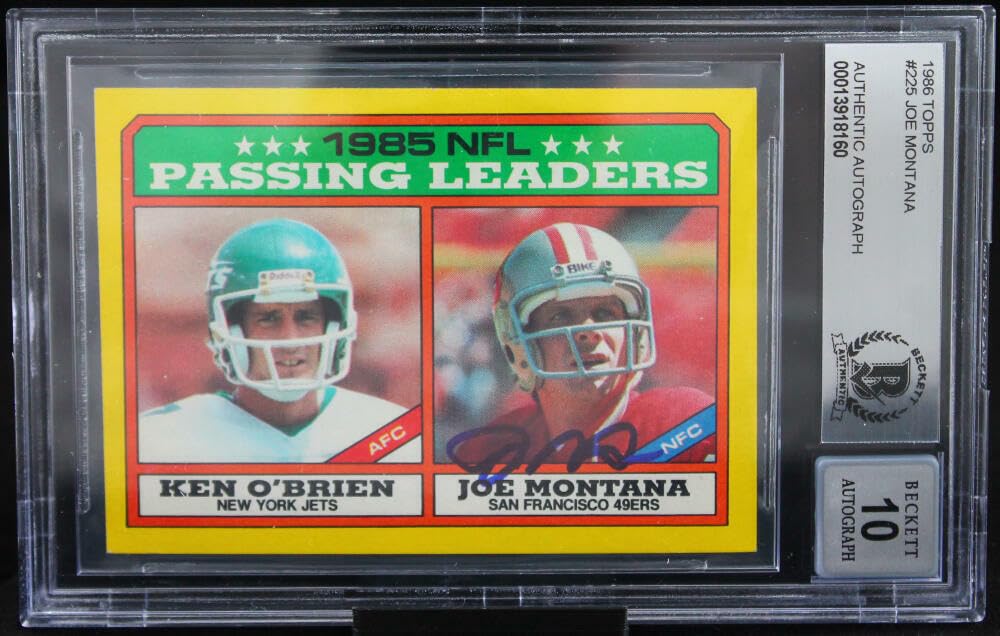 1986 Topps #225 Joe Montana Auto San Francisco 49ers BGS Autograph 10