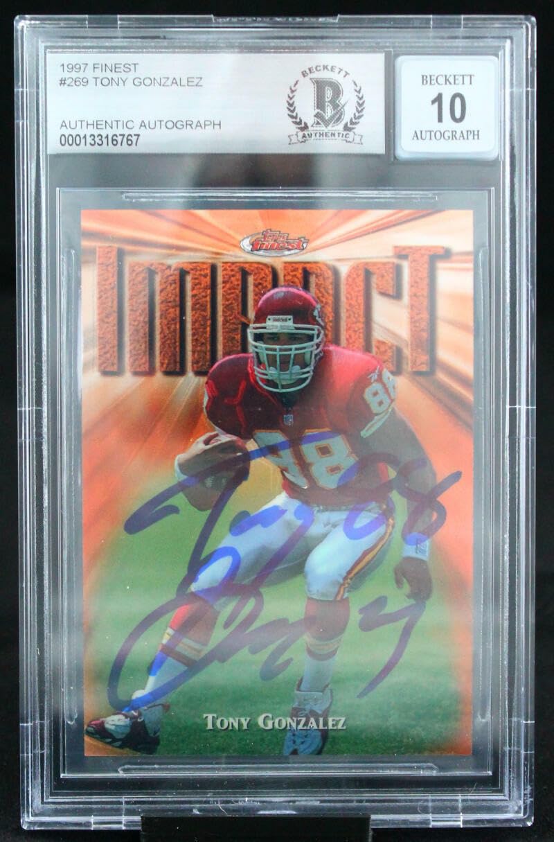 1997 Finest #269 Tony Gonzalez Kansas City Chiefs BGS Autograph 10