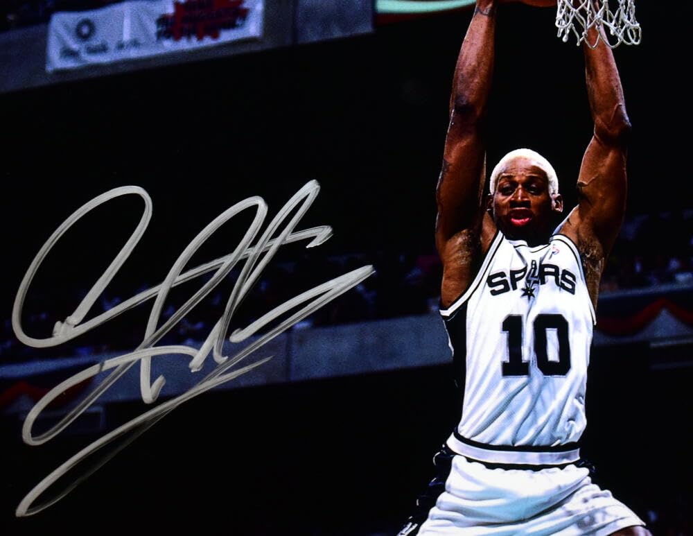 Dennis Rodman Autographed Spurs 16x20 Rebound Photo - Beckett W Hologram *Silver