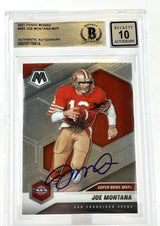 2021 Panini Mosaic #292 Super Bowl MVPs Joe Montana Auto SF 49ers BGS Auto 10