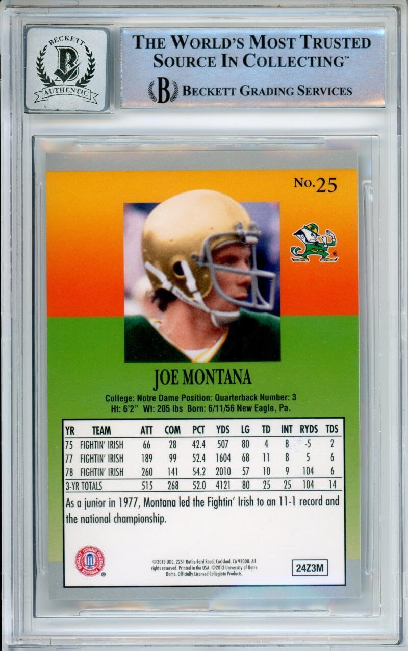 2013 Fleer Retro Ultra #25 Joe Montana San Francisco 49ers BGS Autograph 10