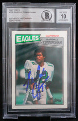 1987 Topps #296 Randall Cunningham Philadelphia Eagles BGS Autograph 10
