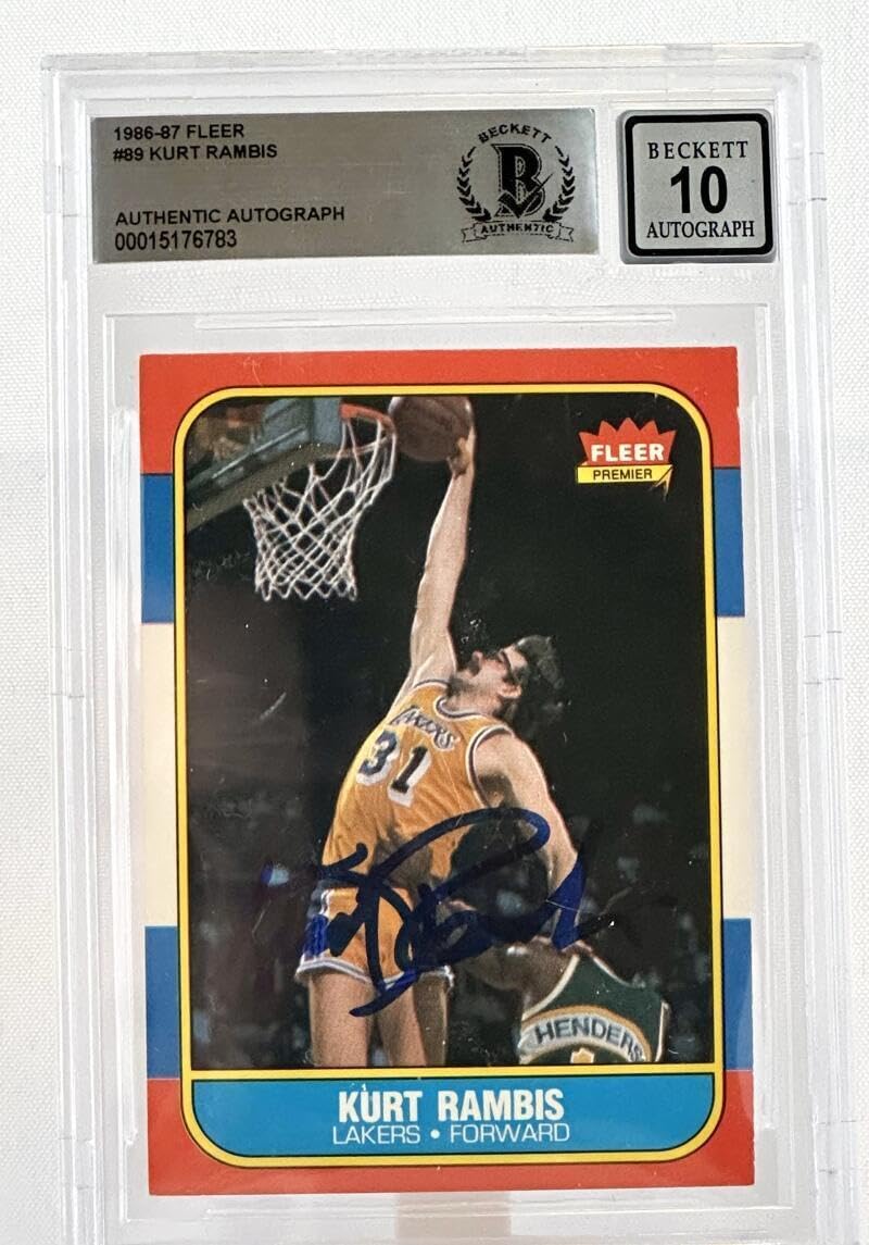 1986-87 Fleer #89 Kurt Rambis Auto Los Angles Lakers BGS Autograph 10