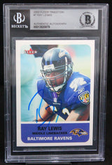 2002 Fleer Tradition #7 Ray Lewis Baltimore Ravens BGS Autograph 10