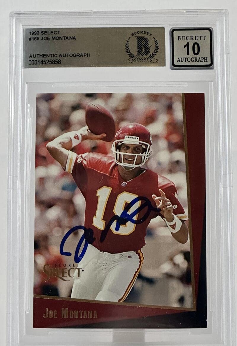 1993 Score Select #155 Joe Montana Auto Kansas City Chiefs BGS Autograph 10
