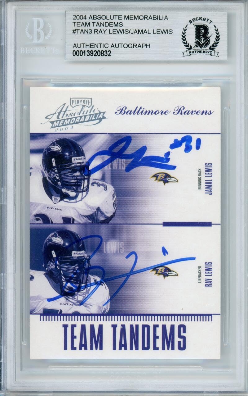 2004 Absolute Memorabilia Team Tandems #TAN3 Ray Lewis / Jamal Lewis Ravens BGS Autograph 10