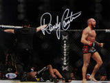 Randy Couture Signed MMA 8x10 Photo With Belt- Beckett Auth *Ref Back Turned