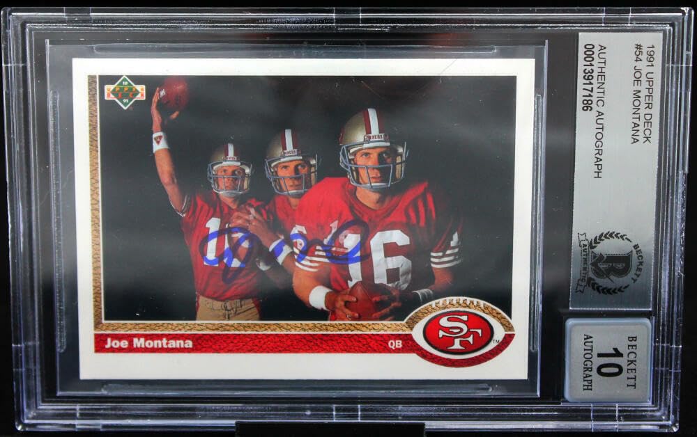 1991 Upper Deck #54 Joe Montana Auto San Francisco 49ers BGS Autograph 10