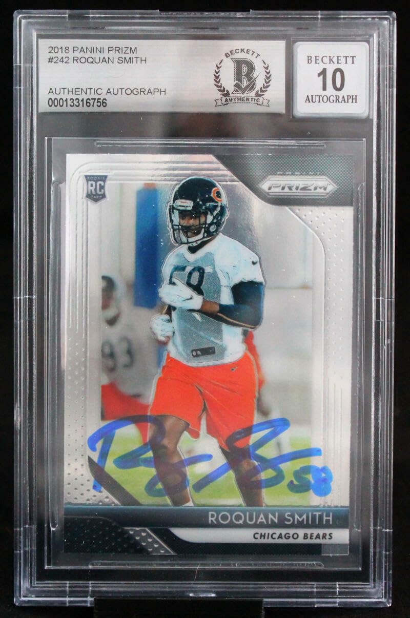 2018 Panini Prizm #242 Roquan Smith Chicago Bears BGS Autograph 10